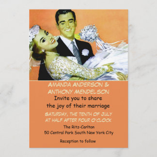 おもしろいなレトロのヴィンテージの新郎新婦 招待状
