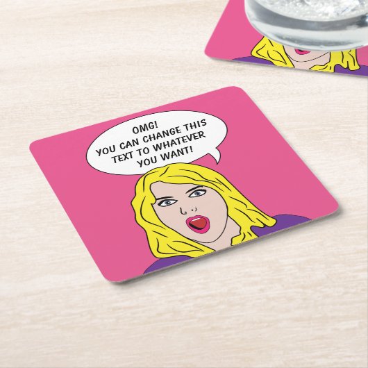 おもしろいなレトロの女性のカスタムのコースター スクエアペーパーコースター (アングル)