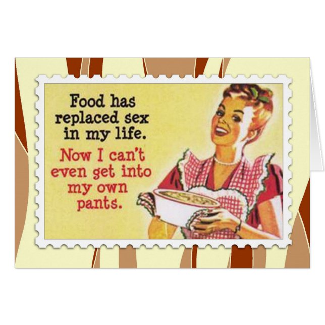 おもしろいなレトロの女性の料理カード (正面横)