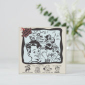 おもしろいなレトロの子供の誕生日のパーティー 招待状 (スタンド正面)