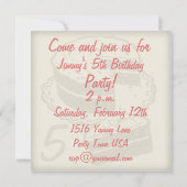 おもしろいなレトロの子供の誕生日のパーティー 招待状 (裏面)