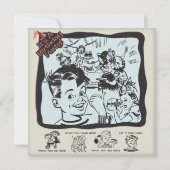 おもしろいなレトロの子供の誕生日のパーティー 招待状 (正面)