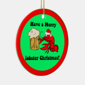 おもしろいなロブスターのクリスマス セラミックオーナメント (右)