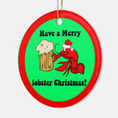 おもしろいなロブスターのクリスマス セラミックオーナメント (左)