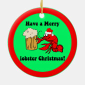 おもしろいなロブスターのクリスマス セラミックオーナメント (裏面)