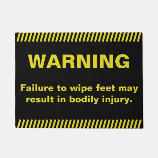おもしろいなワイプの足の警告 ドアマット (正面)