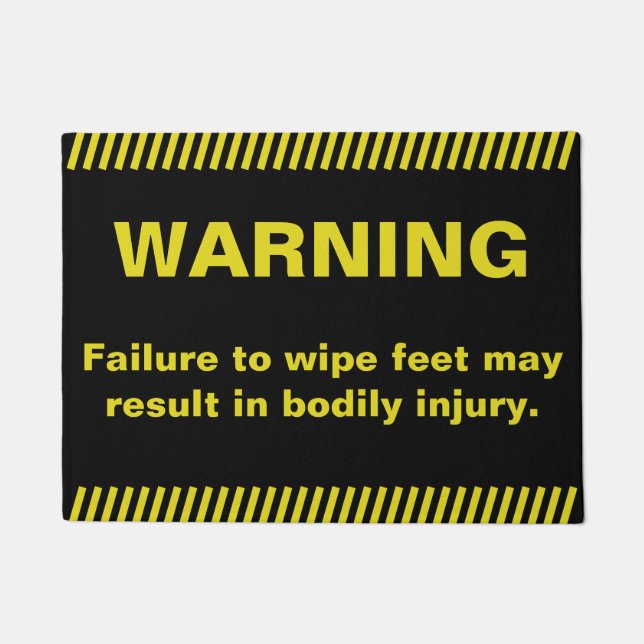 おもしろいなワイプの足の警告 ドアマット (正面)