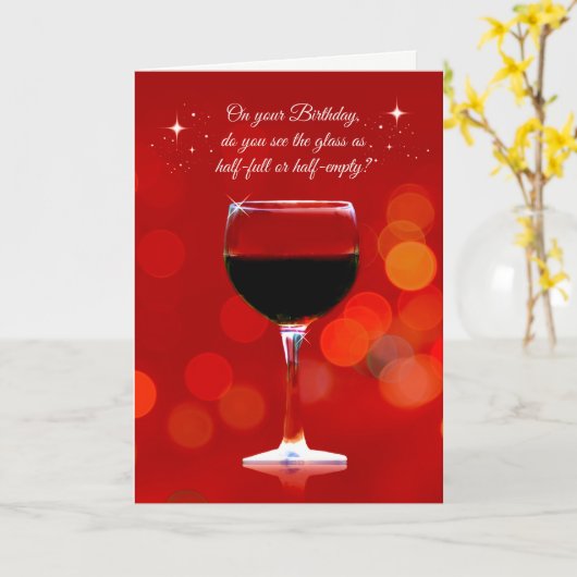 おもしろいなワインのテーマのバースデー・カード カード (黄色い花)