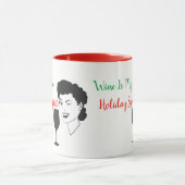 おもしろいなワインは私の休日の精神のクリスマスのマグです マグカップ (中央)