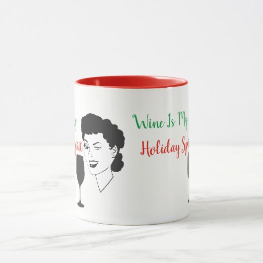 おもしろいなワインは私の休日の精神のクリスマスのマグです マグカップ (中央)