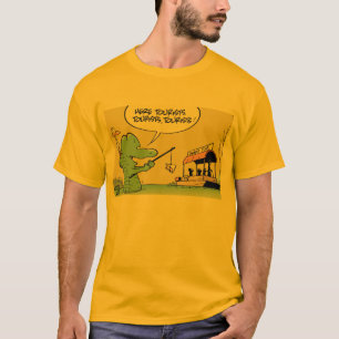 おもしろいなワニの漫画のワイシャツ Tシャツ