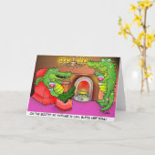 おもしろいなワニの義母の挨拶状 カード (黄色い花)