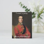 おもしろいなヴィンテージのクリスマスの絵画の主は子馬がほしいと思います シーズンポストカード (スタンド正面)