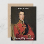 おもしろいなヴィンテージのクリスマスの絵画の主は子馬がほしいと思います シーズンポストカード (正面/裏面)