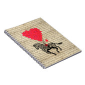 おもしろいなヴィンテージのシマウマ及びハートの気球 ノートブック (右側)