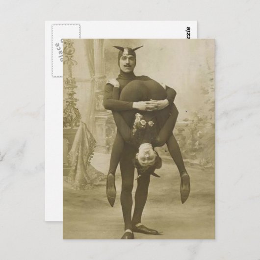 おもしろいなヴィンテージのビクトリアンなサーカスの芸人 ポストカード (正面/裏面)