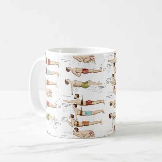 おもしろいなヴィンテージのフランスのな水泳の学校 コーヒーマグカップ (正面左)