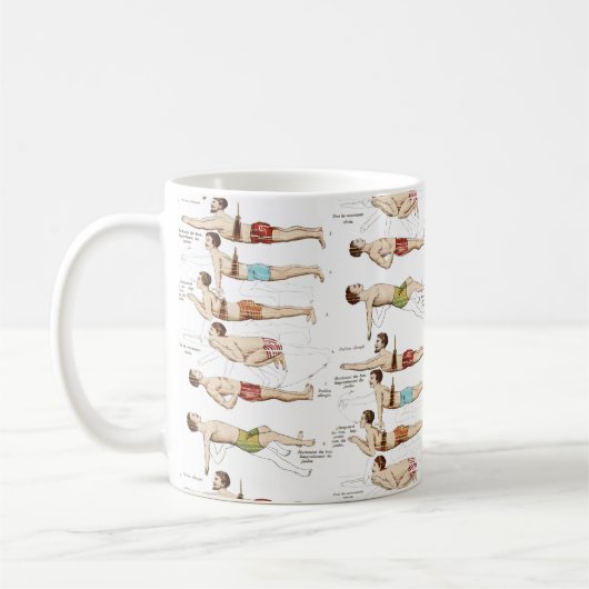 おもしろいなヴィンテージのフランスのな水泳の学校 コーヒーマグカップ (左)