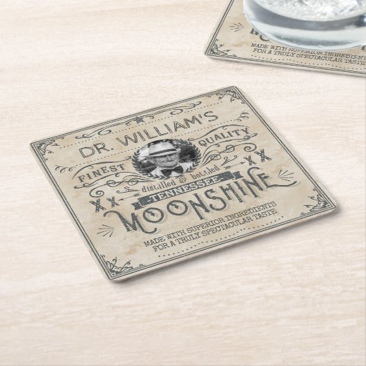 おもしろいなヴィンテージの密造酒の田舎者の薬のカスタム スクエアペーパーコースター (アングル)