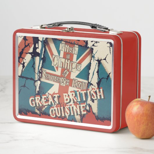 おもしろいなヴィンテージの素晴らしいイギリスの魚Nはテイクアウェイを欠きます メタルランチボックス (インサイチュ)