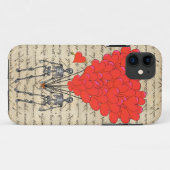 おもしろいなヴィンテージの骨組および赤いハート Case-Mate iPhoneケース (裏面(横))