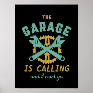 おもしろいなヴィンテージ修理整備士のガレージは呼んでいます ポスター