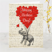 おもしろいなヴィンテージ象の母の日 カード (黄色い花)