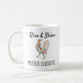 おもしろいな上昇及び輝やきの母Cluckersのコーヒー・マグ コーヒーマグカップ (左)