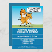 おもしろいな乗馬の馬の誕生会 招待状 (正面/裏面)