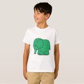 おもしろいな交差ステッチの緑象 Tシャツ (正面フル)