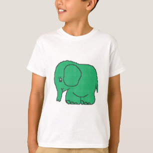 おもしろいな交差ステッチの緑象 Tシャツ