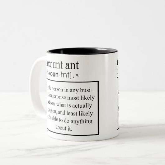 おもしろいな会計士定義-会計士の意味 ツートーンマグカップ (正面左)
