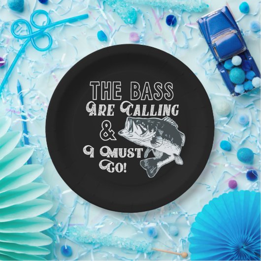おもしろいな低音の魚釣りのお祝いのプレート ペーパープレート (パーティー)
