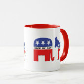 おもしろいな共和党員と民主党員の違い マグカップ (正面右)