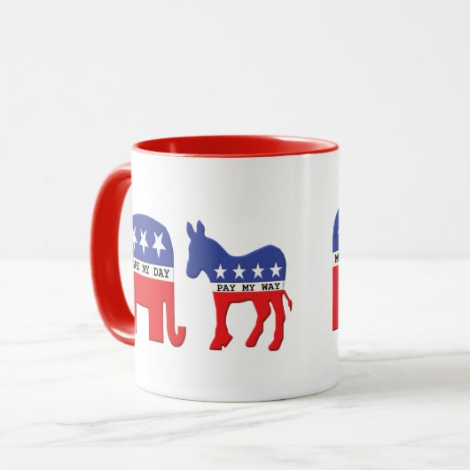 おもしろいな共和党員と民主党員の違い マグカップ (正面左)