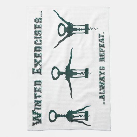 おもしろいな冬のエクササイズ キッチンタオル (縦)