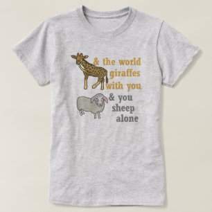 おもしろいな動物のしゃれ、キリンおよびヒツジ Tシャツ