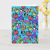 おもしろいな動物の漫画の誕生日の子供 カード (黄色い花)