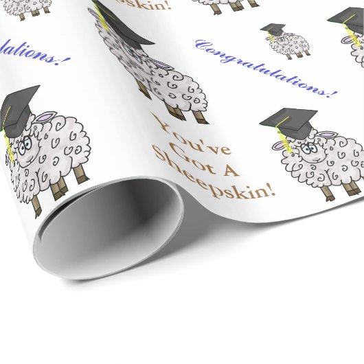 おもしろいな卒業のヒツジの羊皮のギフト用包装紙 ラッピングペーパー (ロールコーナー)