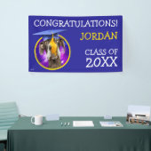 おもしろいな卒業犬の身に着けている帽子 横断幕 (トレードショー)