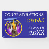 おもしろいな卒業犬の身に着けている帽子 横断幕 (横)