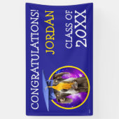 おもしろいな卒業犬の身に着けている帽子 横断幕 (縦)