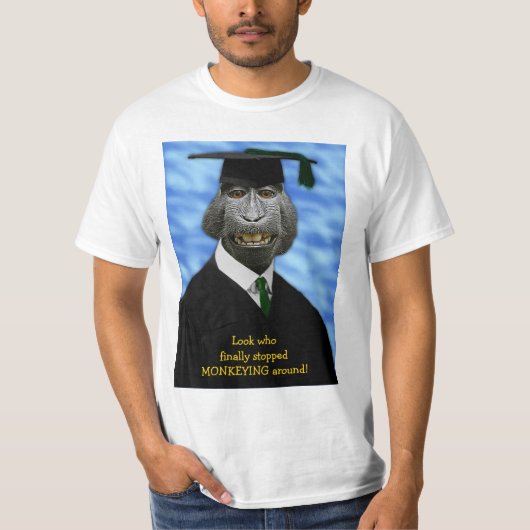 おもしろいな卒業猿のマカク属の年鑑のカスタム Tシャツ (正面)