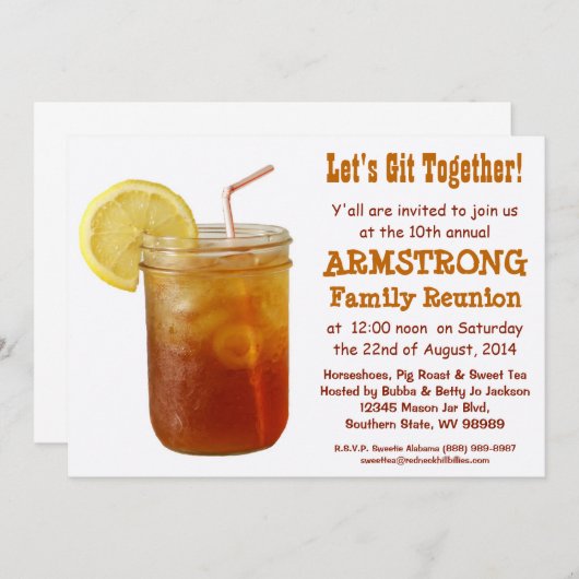 おもしろいな南家族会の菓子の茶 招待状 (正面/裏面)