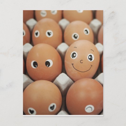 おもしろいな卵の顔-朝食用食品のプリント ポストカード (正面)