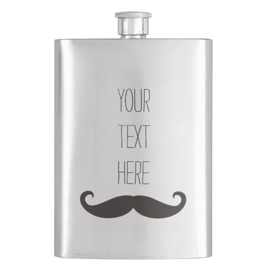 おもしろいな口ひげ/Schnurrbart + あなたの文字 フラスク (正面)
