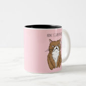 おもしろいな名前をカスタムするの現在の気分のMehピンク猫のマグ ツートーンマグカップ (正面右)