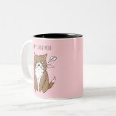 おもしろいな名前をカスタムするの現在の気分のMehピンク猫のマグ ツートーンマグカップ (正面左)