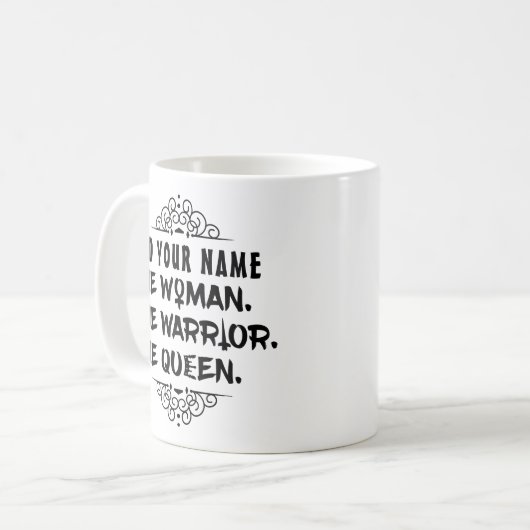 おもしろいな名前をカスタムする女性戦士女王 コーヒーマグカップ (正面左)