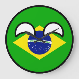 おもしろいな向くオタク系のなブラジルCountryball ラージ壁時計